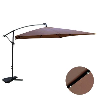 CONCEPT USINE Solenzara Bulle chocolat : parasol LED d&eacute;port&eacute; 3x3m 
