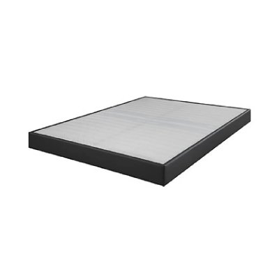 MES Sommier tapissier 140x190 Omega simili gris 2x18 lattes