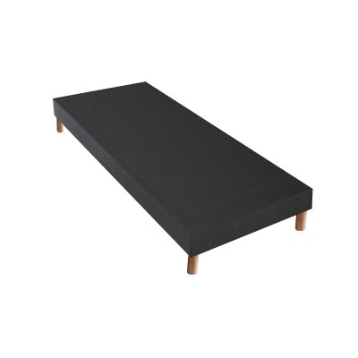 IDLITERIE Sommier tapissier a lattes noir + pieds - made in france - 90x200cm
