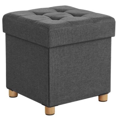 SONGMICS  Banc de rangement rembourr&eacute; plibale, Gris Fonc&eacute;