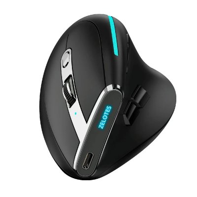 YONIS Souris Ergonomique Sans Fil 9 Boutons Avec Prise Verticale Et Lumi&egrave;res RGB Noir 