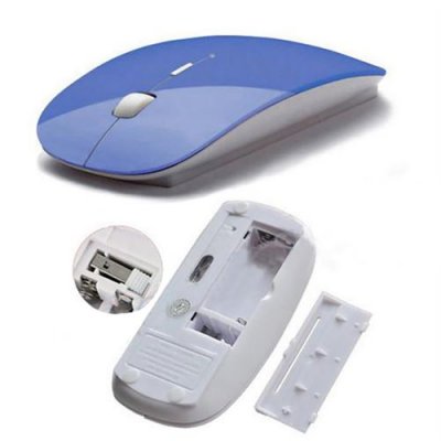 GENERIQUE Souris Ultra Plate pour PC MSI Sans Fil USB Universelle Capteur Optique 3 Boutons Couleurs (BLEU)
