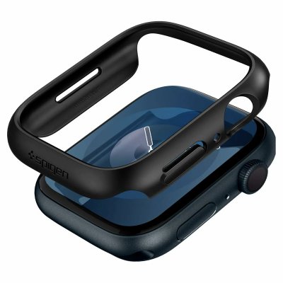 SPIGEN  Thin Fit Coque Compatible avec Apple Watch S&eacute;rie 9 8 7 45mm - Noir