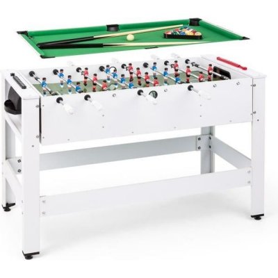 KLARFIT Spin Table de jeux 2-en-1 : Babyfoot & billard - Rotation &agrave; 180&deg; - Blanc