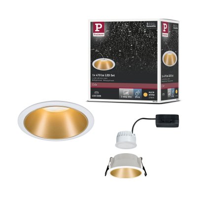PAULMANN Spot LED coin Cole &agrave; encastrer blanc & or 6,5W dimmable