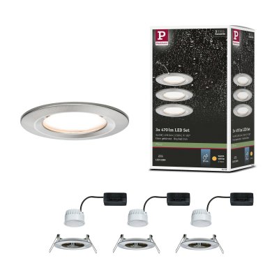 PAULMANN Spots x3 led encastrables fixes nova en acier bross&eacute;
