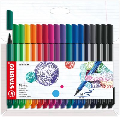 STABILO  Stylo-feutre pointMax, &eacute;tui carton de 18