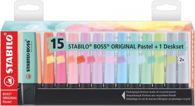 STABILO  Surligneur  Boss couleurs pastel assorties - Set de 15