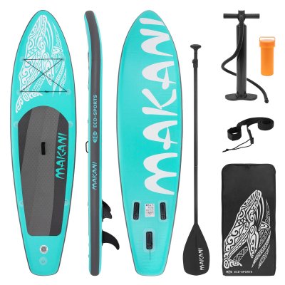 ECD GERMANY Stand up paddle board gonflable Makani avec pompe &aacute; air pagaie turquoise 320 cm