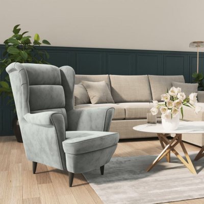 VIDAXL Stanley - fauteuil velours gris clair