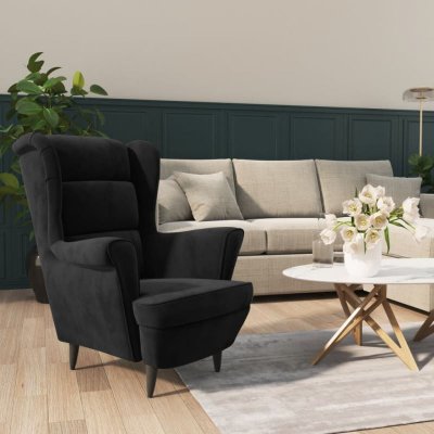 VIDAXL Stanley - fauteuil velours noir