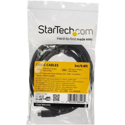 STARTECH.COM Startech Cable Usb-c W/ 5a Pd Usb 2.0 3m 10ft Noir