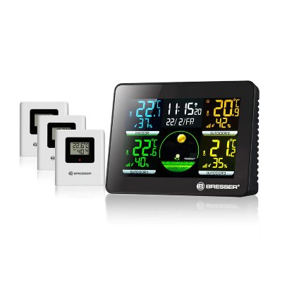 BRESSER Station m&eacute;t&eacute;o  Thermo Hygrom&egrave;tre Quadro NLX Noir