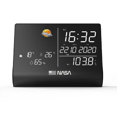 NASA Station m&eacute;t&eacute;o et enceinte Bluetooth  WSP1300 avec radio-r&eacute;veil Noir