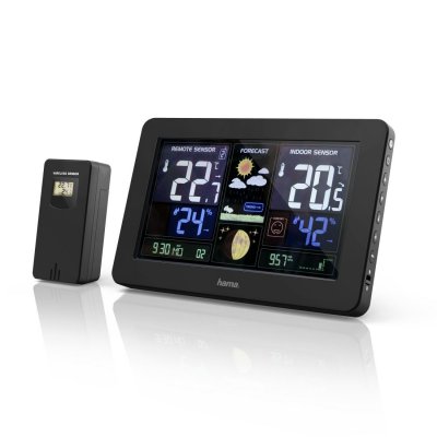 HAMA Station m&eacute;t&eacute;o Premium avec &eacute;cran couleur LED et fonction de charge USB
