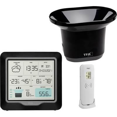 TFA DOSTMANN Station m&eacute;t&eacute;o radiopilot&eacute;e Dostmann RAIN PRO 35.1160.01 Pr&eacute;visions m&eacute;t&eacute;orologiques 12 &agrave; 24 heures