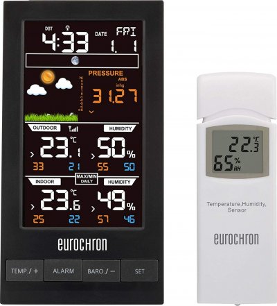 EUROCHRON Station m&eacute;t&eacute;o radiopilot&eacute;e num&eacute;rique  efws S250 noir W047721