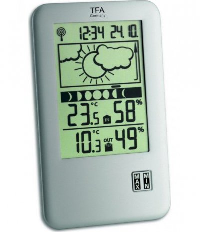 TFA DOSTMANN Station m&eacute;t&eacute;o radiopilot&eacute;e num&eacute;rique  35.1109 argent (mat)