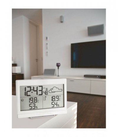 TFA Station m&eacute;t&eacute;o radiopilot&eacute;e num&eacute;rique  Dostmann 35.1135.02 blanc