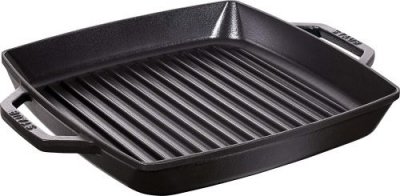 STAUB  Gril en Fonte avec Double Poign&eacute;e, Carr&eacute;, 28 x 28 cm, Noir Mat