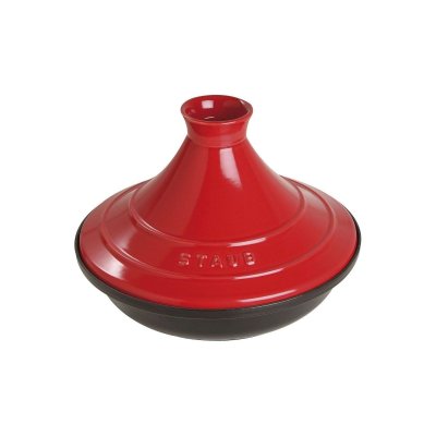 STAUB  Plat &agrave; Tajine en Fonte, Couvercle C&eacute;ramique, &Oslash; 28 cm, Cerise