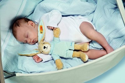 STEIFF  Lapin Hoppel 20 cm bleu