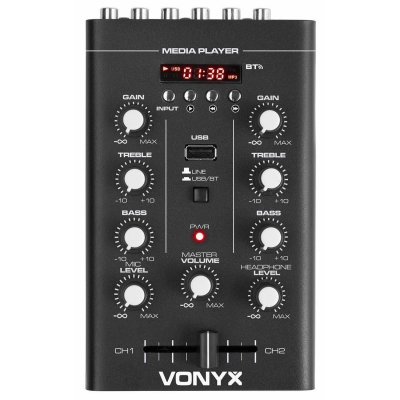 VONYX Stm500bt - table de mixage 2 canaux, usb/mp3/bt,