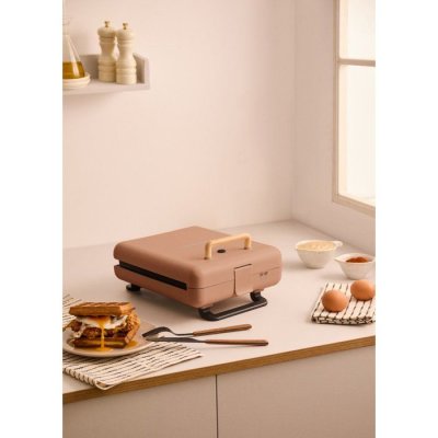 CREATE STONE STUDIO - Appareil &agrave; croque-monsieur, grill et gaufrier &agrave; plaques interchangeables - Moka