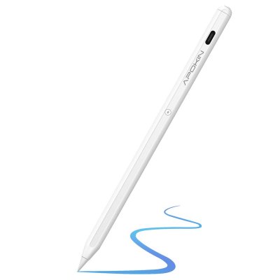 APOKIN Stylet Bluetooth pour iPad Pro Fixation Magn&eacute;tique avec Port USB C Autonomie 9H  Blanc