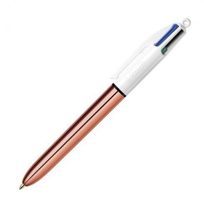 BIC Stylo - 4 Couleurs - Pointe Moyenne -  - Corps M&eacute;tal Cuivre