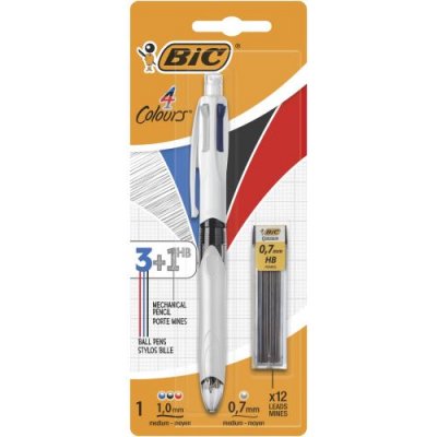 BIC Stylo bille r&eacute;tractable 3 couleurs et mine 0,7 mm,  (x 1)