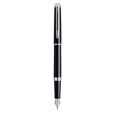 WATERMAN Stylo plume H&eacute;misph&egrave;re laqu&eacute; noir et palladium plume moyenne