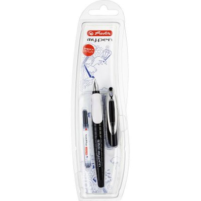 HERLITZ Stylo Plume My.Pen Pour Droitiers, Largeur Plume: M, Noir-Blanc