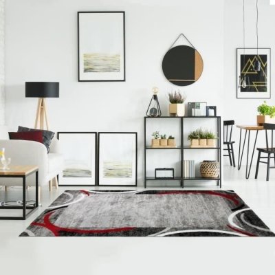  SUBWAY ENCADRE Tapis de salon en polypropyl&egrave;ne - 160x230 cm - Rouge