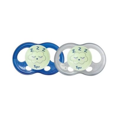 TIGEX Sucettes Silicone Bleu/gris 18 &Agrave; 36 Mois  - Le Lot De 2 Sucettes