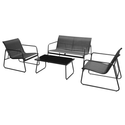 SUNNYDAYS  Salon de jardin Lounge - 4 places Noir