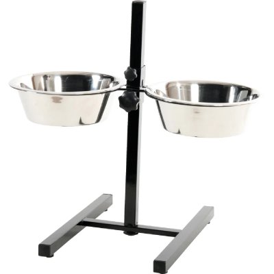 ZOLUX Support de gamelle r&eacute;glable avec 2 &eacute;cuelles inox 1.6 Litre