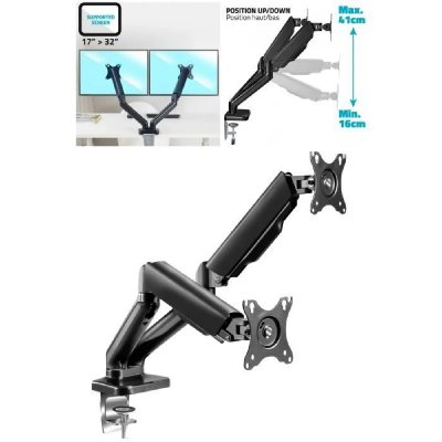 ADVANCE Support Double &Eacute;cran - Ergomount - 17-32 pouces - R&eacute;glable - Norme VESA - Noir