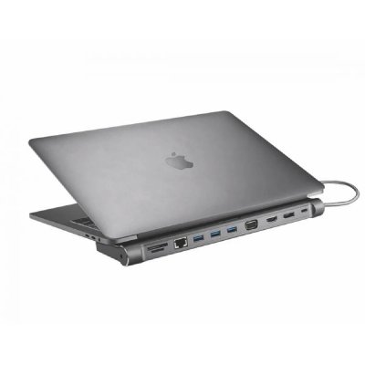 XTREMEMAC Support Macbook Type C  Station Hub 13 Connecteurs Gris