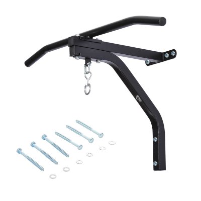 HOMCOM Support sac de boxe fixation sac de frappe barre de traction int&eacute;gr&eacute;e charge max. 130 Kg acier noir