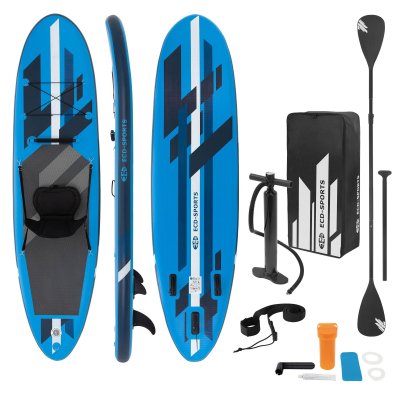 ECD GERMANY Surfboard stand up paddle SUP 120kg 320 cm gonflable bleu avec si&egrave;ge de kayak