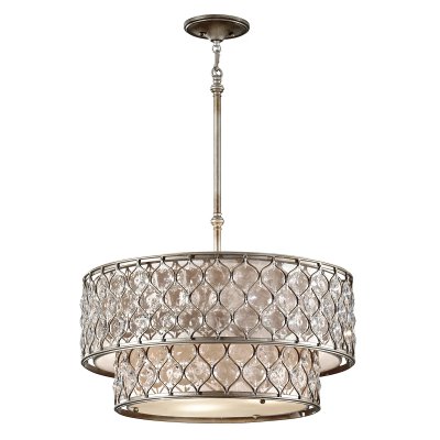FEISS Suspenion Lucia, argent bruni et cristal, 62 cm, 6 ampoules