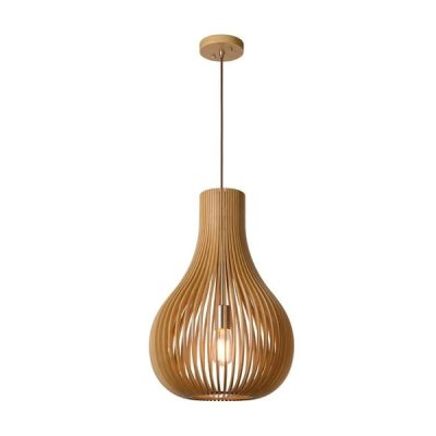LUCIDE Suspension 1x e27 bois beige  BODO D.38 cm
