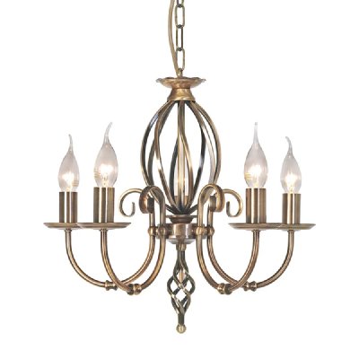 ELSTEAD LIGHTING Suspension Artisan, laiton antique, 5 ampoules