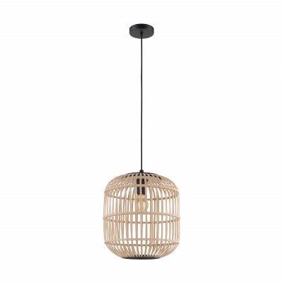 EGLO Suspension Bordesley - Bois naturel et noir - 28W