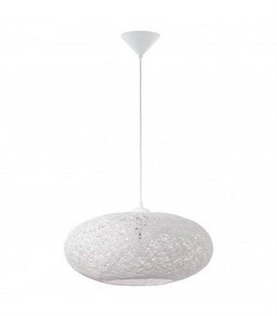 EGLO Suspension CAMPILO 1 ampoule blanc Diam&egrave;tre 45 Cm abat jour blanc