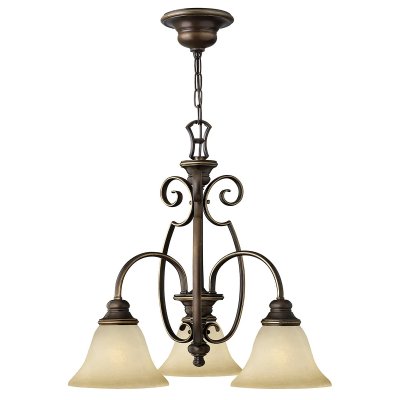 HINKLEY Suspension Cello, bronze antique et verre alb&acirc;tre, 3 ampoules