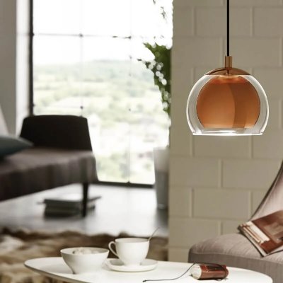 EGLO Suspension cuivre rocamar d19 cm - verre transparent