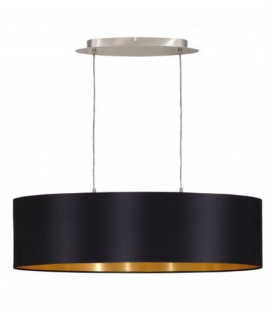 GENERIQUE Suspension en textile MASERLO 2 ampoules nickel satin&eacute; abat jour noir