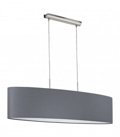 GENERIQUE Suspension en tissu PASTERI 2 ampoules nickel satin&eacute; abat jour gris